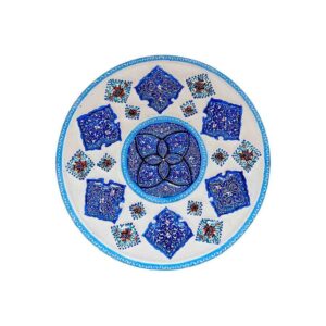 Assiette Décorative en Cuivre Peinte à la Main avec Émail Persan Minakari Bahman