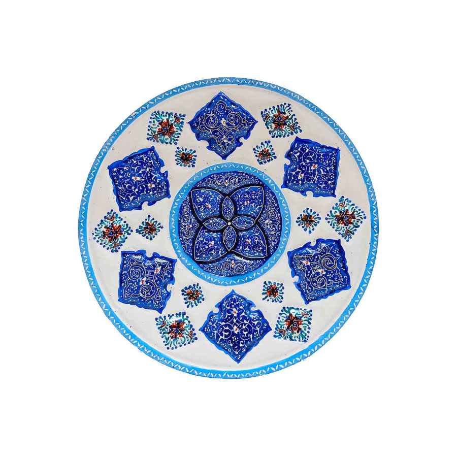 Assiette Décorative en Cuivre Peinte à la Main avec Émail Persan Minakari Bahman