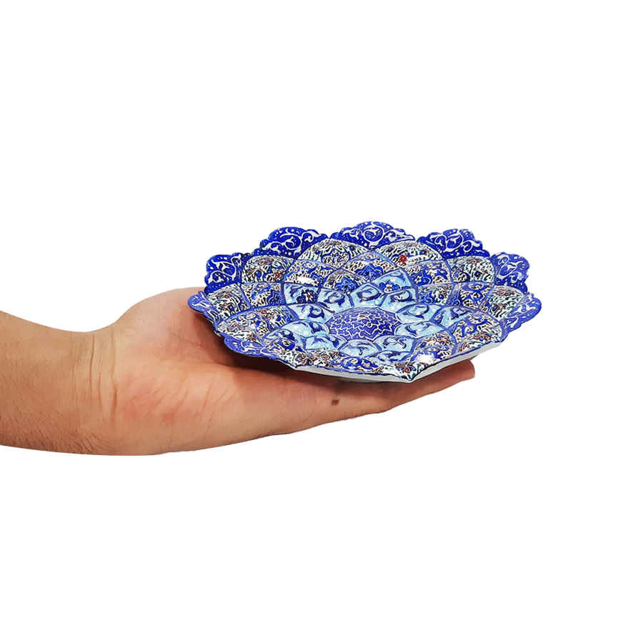 Assiette Décorative en Cuivre Peinte à la Main avec de l’Émail Minakari Persan Bardia