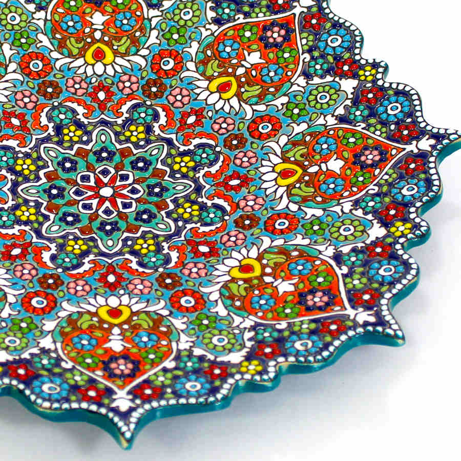 Assiette Décorative en Céramique Peinte à la Main avec Émail Persan Minakari Borzoo