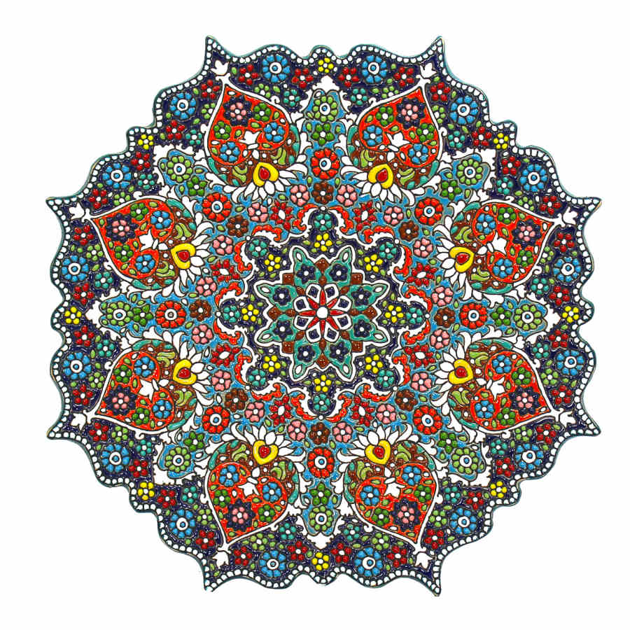 Assiette Décorative en Céramique Peinte à la Main avec Émail Persan Minakari Borzoo