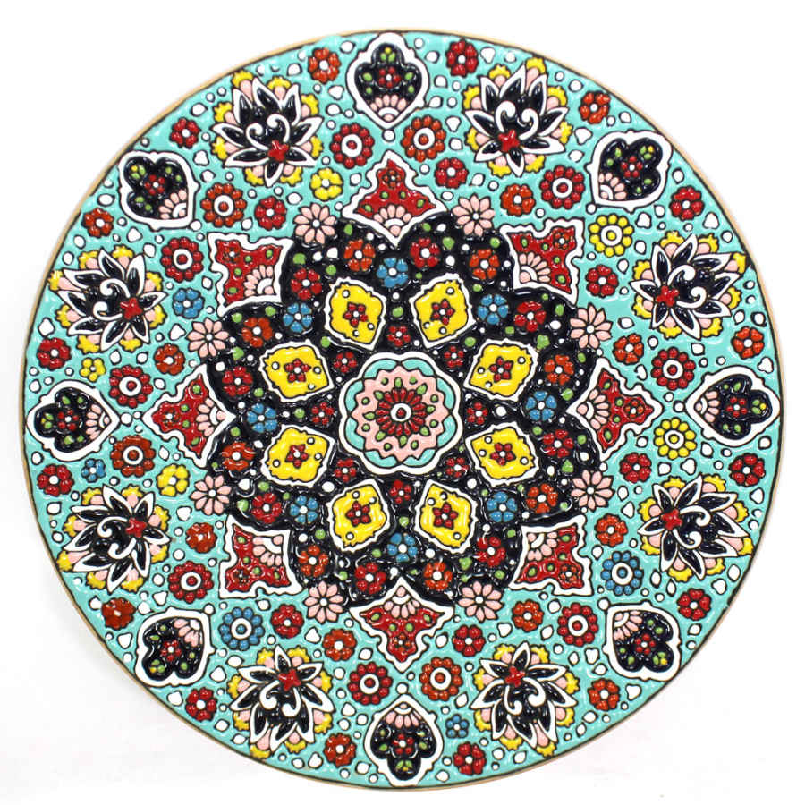 Assiette Décorative en Céramique Peinte à la Main avec Émail Persan Minakari Negar