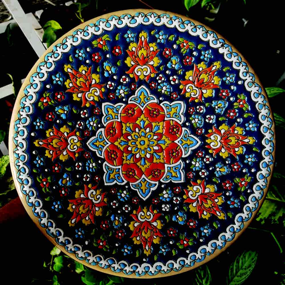 Assiette Décorative en Céramique Peinte à la Main avec Émail Persan Minakari Omid