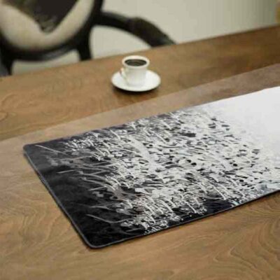 Chemin de table en velours « Élégance Persane » Gris Sher