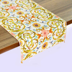 Chemin de table en velours “Persian Elegance” Jaune Zarin