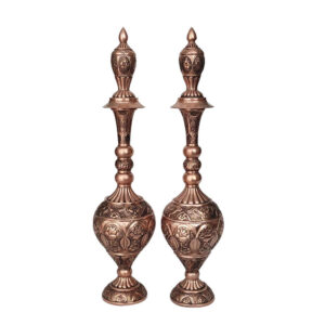 Bouteille décorative en cuivre – Gravure persane artisanale Silvana (lot de 2)
