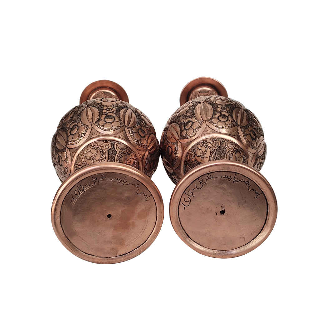 Bouteille décorative en cuivre – Gravure persane artisanale Silvana (lot de 2)