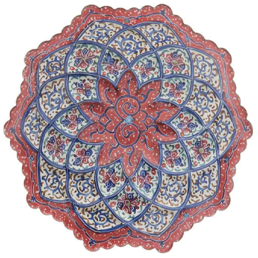 Assiette Décorative en Cuivre Peinte à la Main avec de l’Émail Minakari Persan Arghavan
