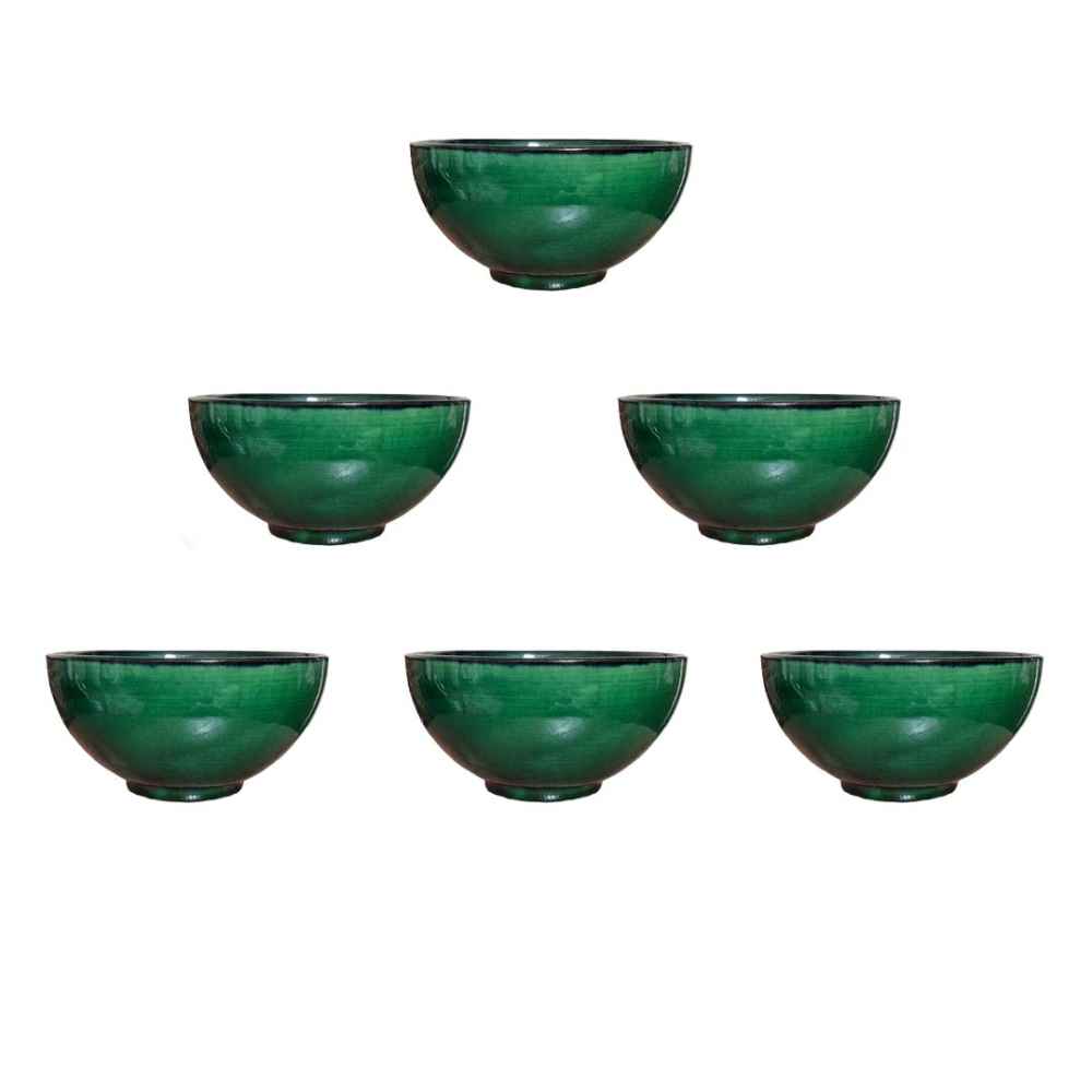 Bol Dizi en Poterie - Pour Abgoosht, Yaourts, Soupes et Nouilles | Vert (Ensemble de 6)