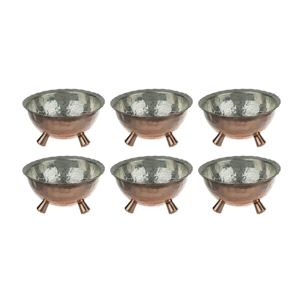 Ensemble de 6 bols de table en cuivre martelé traditionnellement - Hananeh