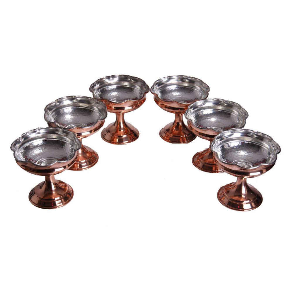 Ensemble de 6 bols de table en cuivre martelé traditionnellement - Hengameh