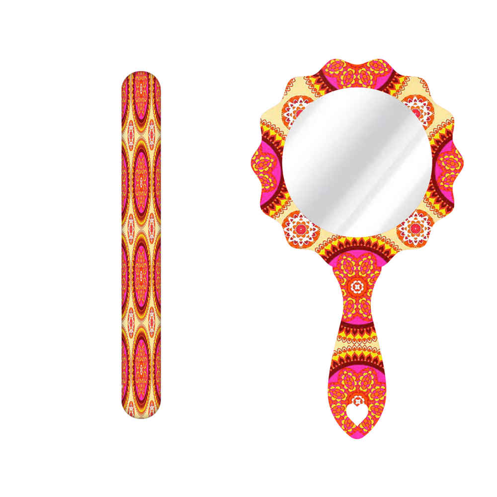 Lime à Ongles Métallique et Set de Miroir avec Motif Inspiré de la Perse - Motif Almas