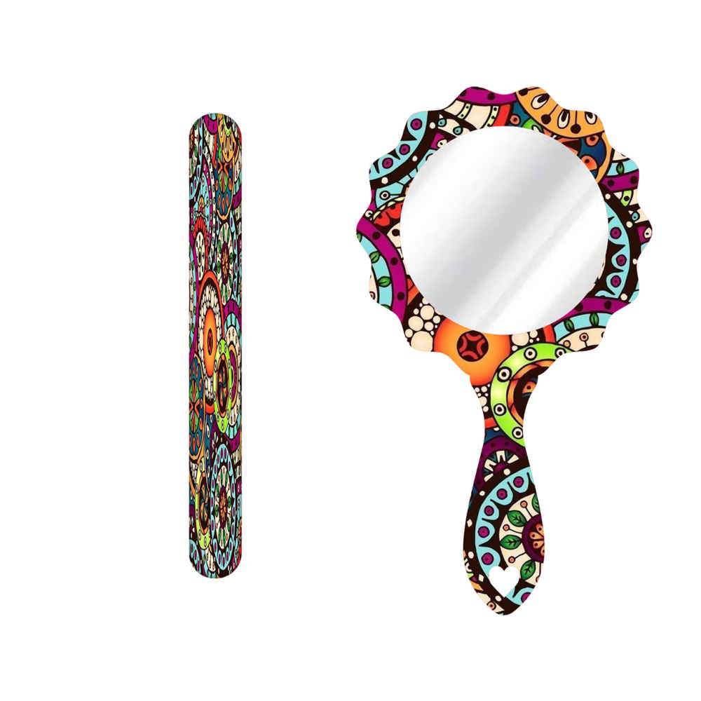 Lime à Ongles Métallique et Set de Miroir avec Motif Inspiré de la Perse - Motif Aram
