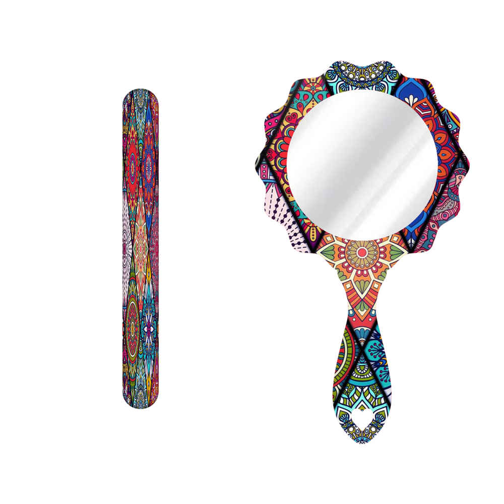 Lime à Ongles Métallique et Set de Miroir avec Motif Inspiré de la Perse - Motif Nahal