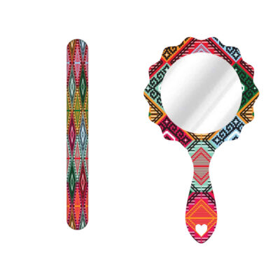 Lime à Ongles Métallique et Set de Miroir avec Motif Inspiré de la Perse