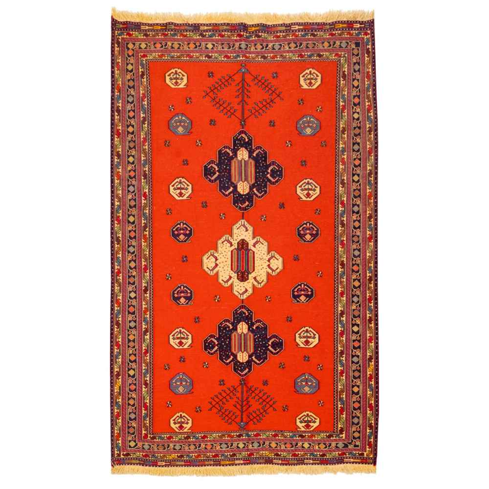 Tapis Kilim en laine persane tissé à la main à Sirjan Traditionnel Savin