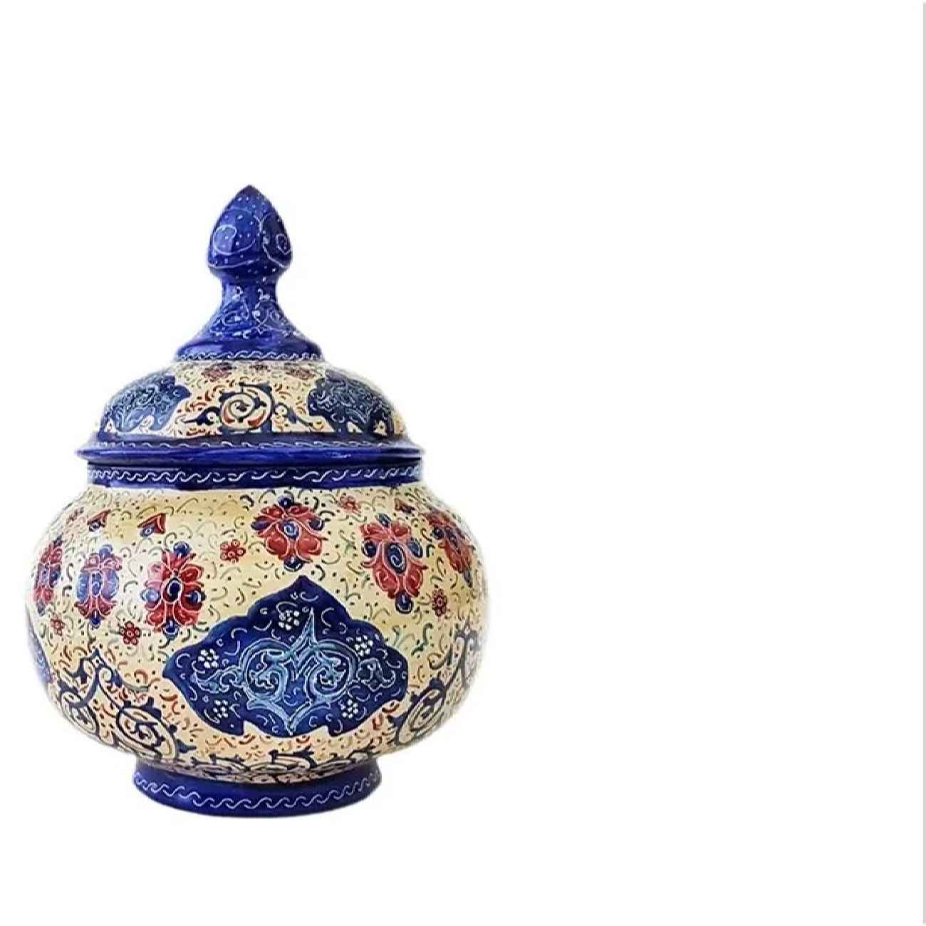 Service à Thé et Café en Poterie Persane Fait Main – Minakari Émaillé en Jaune