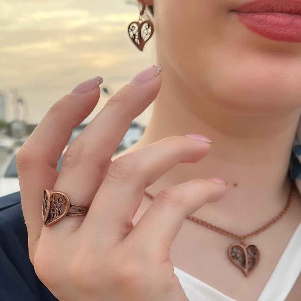 Ensemble de Bracelet et Bague en Cuivre Modèle Bahar