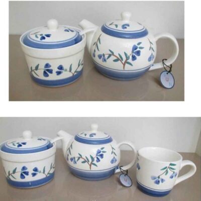 Service à thé en porcelaine victorienne modèle Ava avec théière