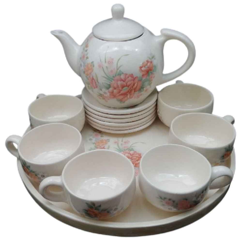 Service à thé en porcelaine victorienne modèle Bahar avec théière et soucoupe