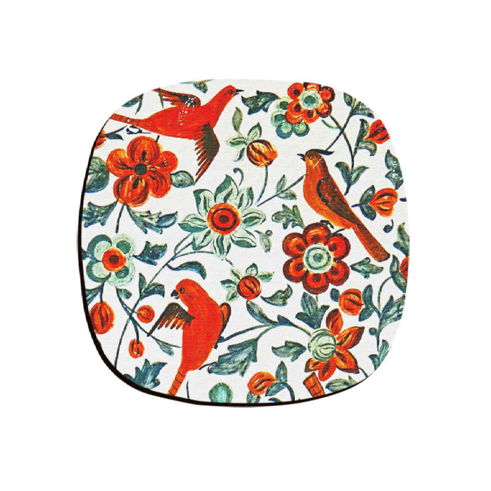 Ensemble de Dessous de Verre avec Motif Artistique d'Inspiration Persane Bolbol