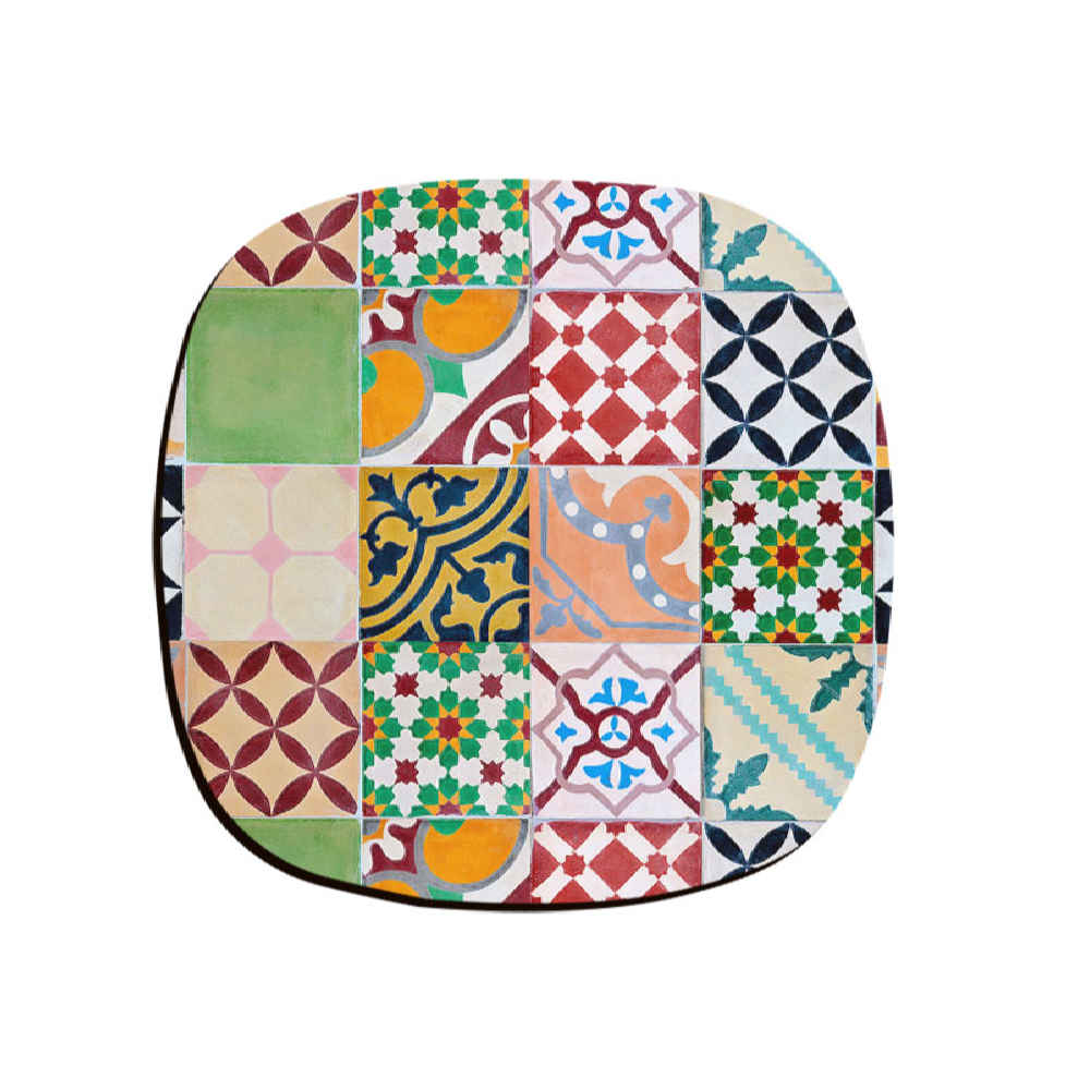 Ensemble de Dessous de Verre avec Motif Artistique d'Inspiration Persane Carreaux Colorés