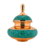 Sucrier persan artisanal en cuivre incrusté de turquoise Yara