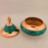 Sucrier persan artisanal en cuivre incrusté de turquoise Aram