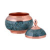 Sucrier persan artisanal en cuivre incrusté de turquoise Aseman