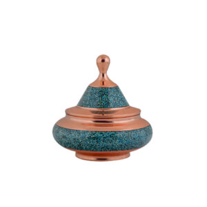 Sucrier persan artisanal en cuivre incrusté de turquoise Zina