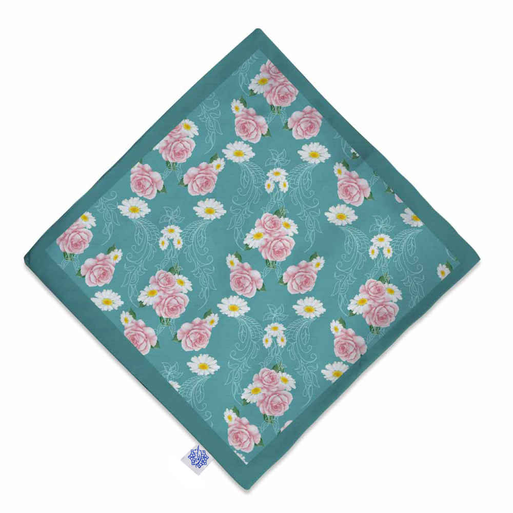Tapis de prière de voyage pour musulman taille poche et portable Sajada Fleurs Bleues