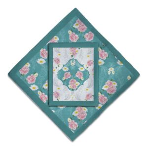 Tapis de prière de voyage pour musulman taille poche et portable Sajada Fleurs Bleues