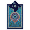 Tapis de Prière Islamique en Velours Léger Bleu avec Motif Eslimi