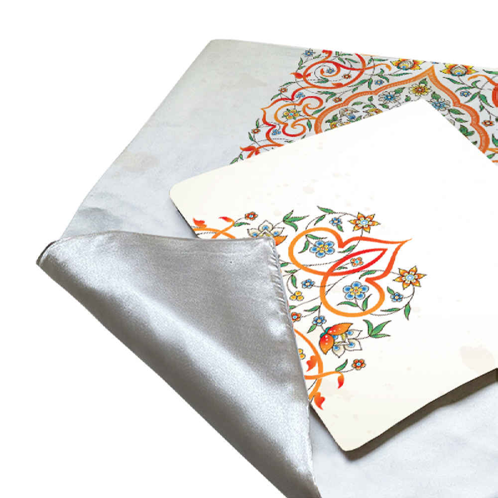 Tapis de Prière Islamique en Velours Léger avec Blanc