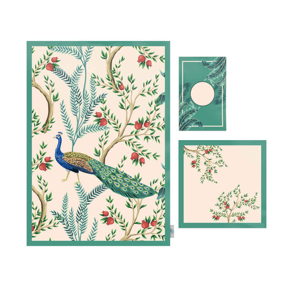 Tapis de Prière Islamique en Velours Léger avec Motif d’Oiseaux et Fleurs