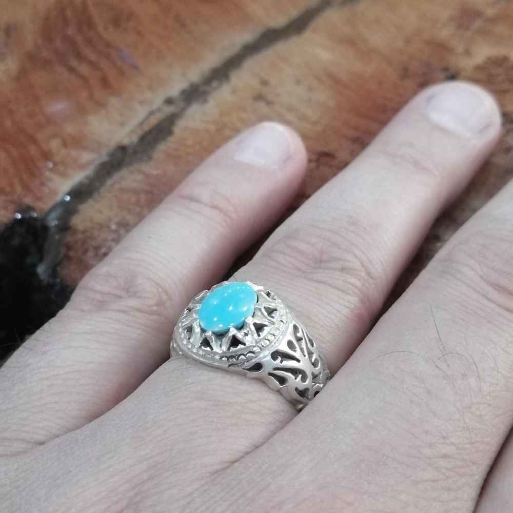 Bague en Argent Persan pour Homme avec Turquoise de Neyshabur Avash