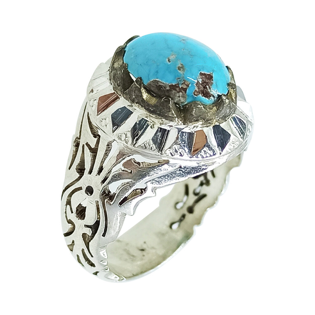Bague en Argent Persan Faite Main avec Turquoise de Neyshabur Maham