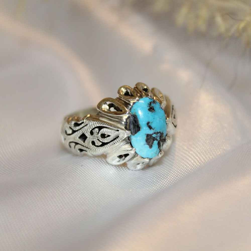 Bague en Argent Persan avec Turquoise de Neyshabur Yoones