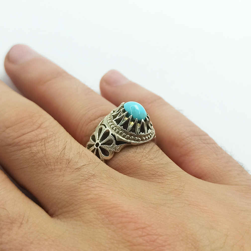 Bague en Argent Persan Faite Main avec Turquoise de Neyshabur Iman