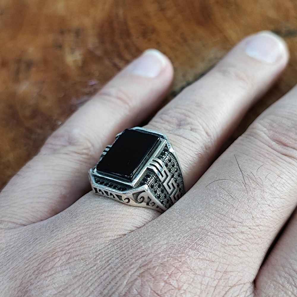 Bague en argent Agate pour homme Élégance Mostafa