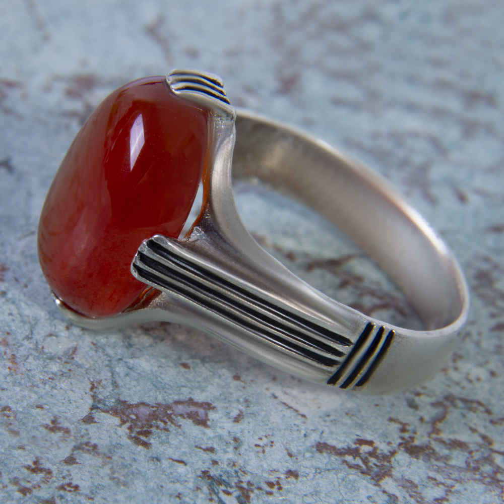Bague en argent Agate pour homme Élégance Sima