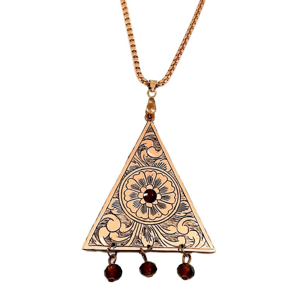 Collier en cuivre gravé artistique - Ghalamzani