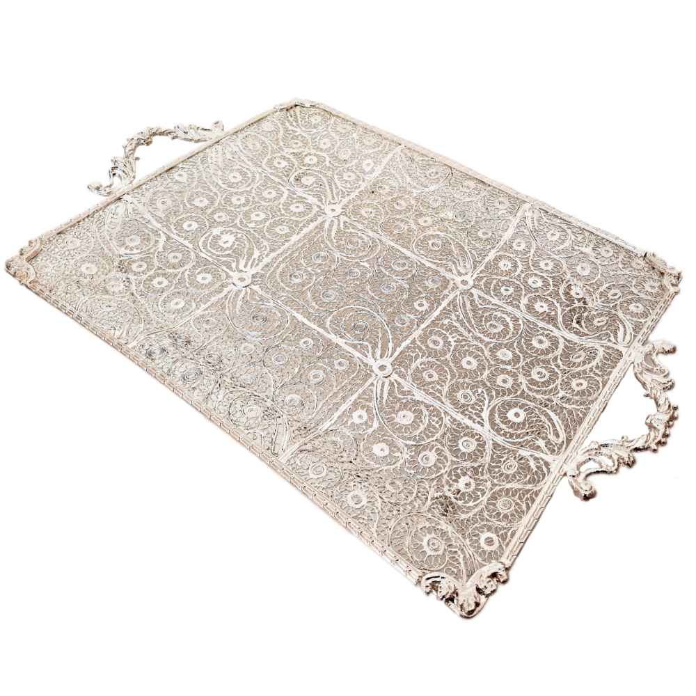 Service à thé et à café persan en filigrane argenté, fait main – Nazanin.