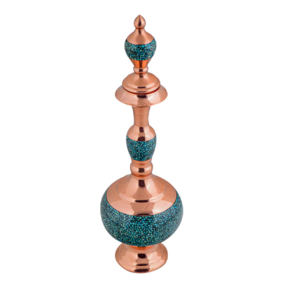 Bouteille décorative en cuivre - Artisanat persan avec incrustation de turquoise Ava