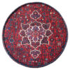 Pouf persan rouge traditionnel avec pieds en bois et tissu en velours Arka