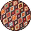 Pouf persan rouge traditionnel avec pieds en bois et tissu en velours Avash