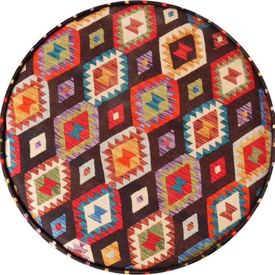 Pouf persan traditionnel avec pieds en bois et tissu en velours Tile