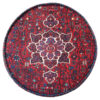 Pouf persan rouge traditionnel avec pieds en bois et tissu en velours Aylin
