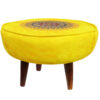 Pouf rond en velours inspiré de l'art persan jaune Toranj