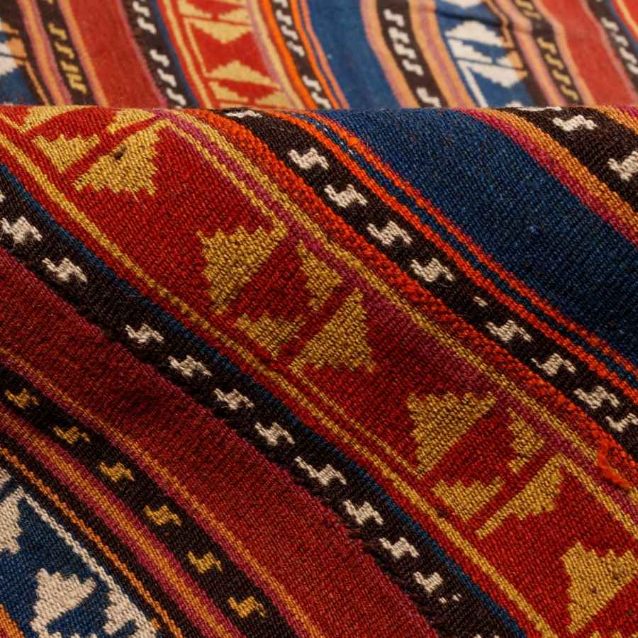 Tapis Jajim persan authentique tissé à plat rayé Roza